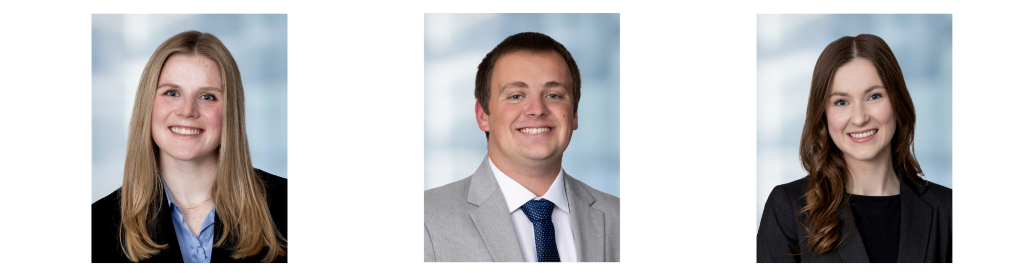 Ribbon of 3 headshots for Arkansas summer associates