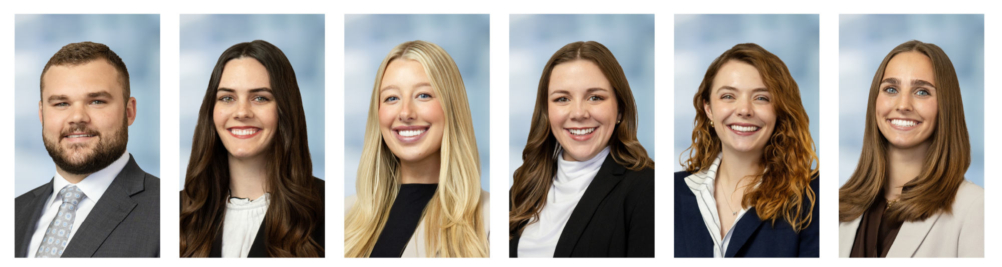 Ribbon of 6 headshots of 2025 Tulsa summer associates